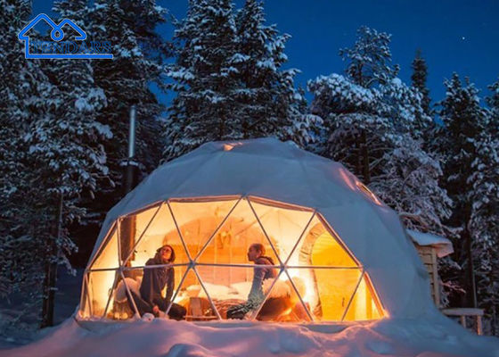 6061/T6 알루미늄 구조 12m Dia Glamping 호텔 천막 PVC 화포 호화스러운 행락지를 위한 앙스위트 목욕탕